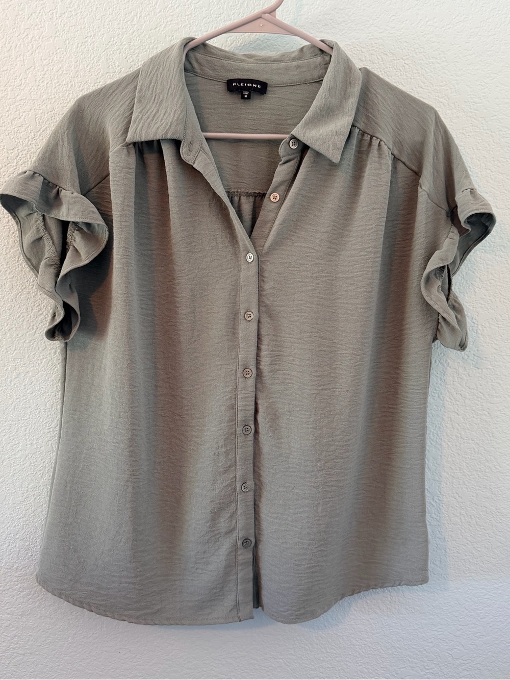 Pleione Ruffle Sleeve Blouse Green
